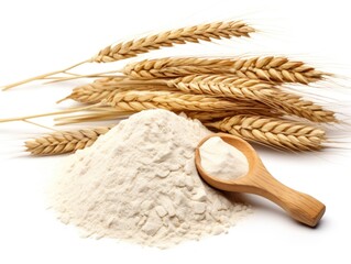 Wheat flour isolated on white background