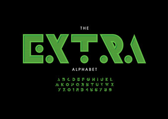 Vector of stylized modern font and alphabet