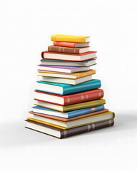  stack of books 3d cartoon animation on a white background