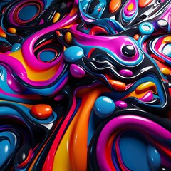 AI generated illustration of 3D paint, forming a textured abstract background