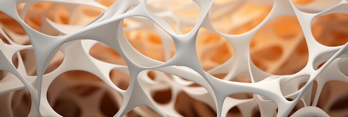 a layered mesh of fiber in the style of white and orange, generative AI