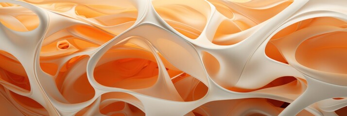 a layered mesh of fiber in the style of white and orange, generative AI