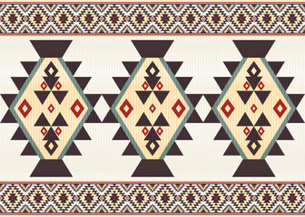 American ethnic native pattern.Traditional Navajo,Aztec,Apache,Southwest and Mexican style fabric pattern.Abstract vector motifs pattern.Design for fabric,clothing,blanket,carpet,woven,wrap,decoration