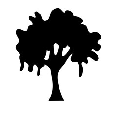 set of black silhouette trees vector 