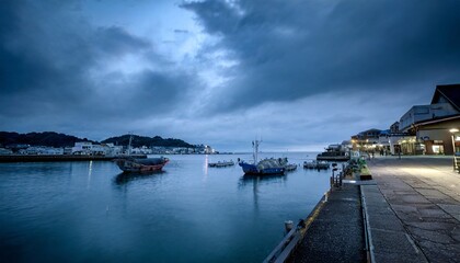 Obraz premium 早朝の港町