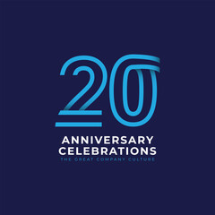 20 Th Anniversary Celebration Vector Template Design Illustration - obrazy, fototapety, plakaty