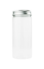 empty transparent glass jar isolated