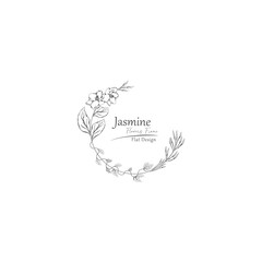 Logo template. jasmine flowers illustration.