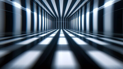 super quick zoom with black and white stripe line hallway