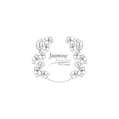 Logo template. jasmine flowers illustration.