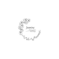 Logo template. jasmine flowers illustration.