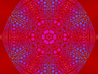 Luxurious colourful gradient mix pattern of modern Chinese oriental Java traditional classic borneo flowers circle flowers art