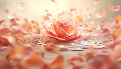 Foto op Plexiglas Ethereal rose petals spiraling in soft light.generative ai © LomaPari2021