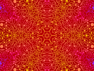 Luxurious colourful gradient mix pattern of modern Chinese oriental Java traditional classic borneo flowers circle flowers art