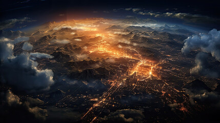 Fototapeta premium space view, planet at night, A beautiful night seen from the space