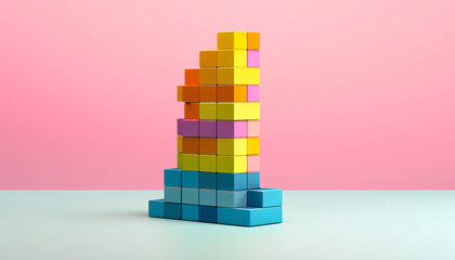 Fototapeta premium Minimalist colorful block stack mockup.generative ai