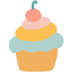 illustration of a cupcake with pastel-colored layers