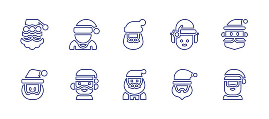 Santa line icon set. Editable stroke. Vector illustration. Containing santa claus, santa, man, elf.