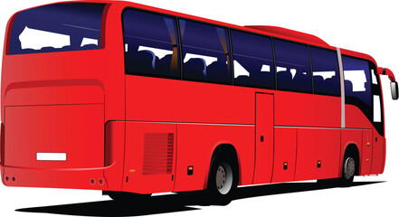 Fototapeta na wymiar red Tourist bus. Coach. Vector illustration for designers