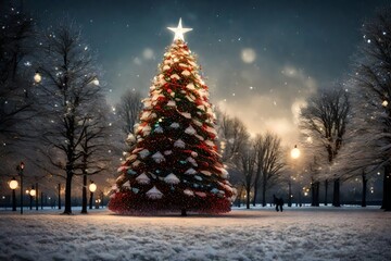 Obraz premium christmas tree in the night