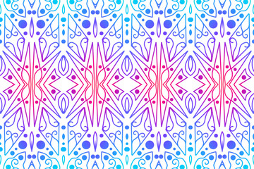 Luxurious colourful gradient mix pattern of modern Chinese oriental Java traditional classic borneo flowers circle flowers art