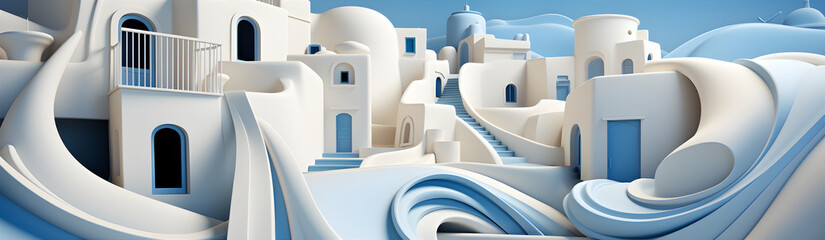 White City With Morphological Forms Of Walls. Illustration on the theme of architecture and history, tourism and recreation. Generative AI - obrazy, fototapety, plakaty