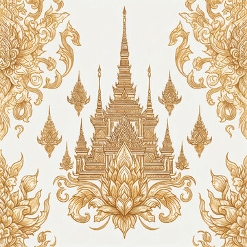 thai kanok pattern with white background - Generative AI