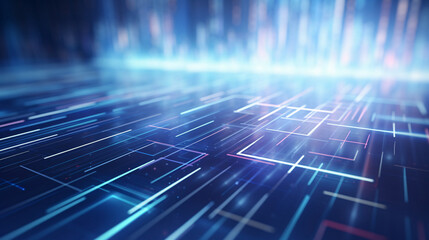 Blue future technology circular shape, high-speed luminous lines background emitted by the technology circular turntable