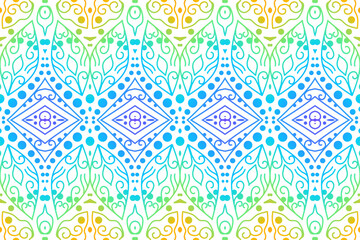 Luxurious colourful gradient mix pattern of modern Chinese oriental Java traditional classic borneo flowers circle flowers art