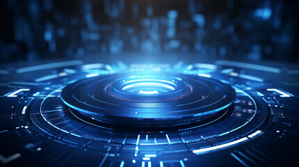 Blue future technology circular shape, high-speed luminous lines background emitted by the technology circular turntable