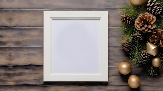 Christmas decorations, beautiful photo frames copy space background