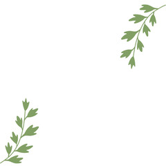 Frame Corners with Green Leaves or Foliage Vector Illustration