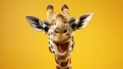 funny giraffe, portrait, on an isolated background