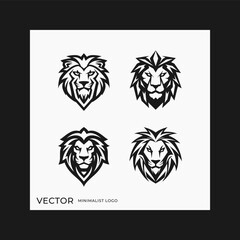 Fototapeta na wymiar Lion head logo premium set, simple elegant symbol company, luxury brand identity