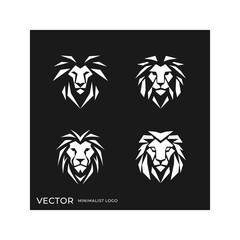 Fototapeta na wymiar Lion logo set, tech digital company logogram, clean minimalist symbol icon
