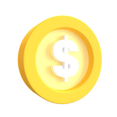 3D Dollar Gold Coin Illustration. 3D Business Illustration