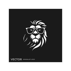 Lion sunglasses logo, simple and clean symbol, minimalist elegant icon