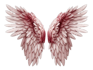 Cupid's Feathery Wings Isolated on Transparent or White Background, PNG