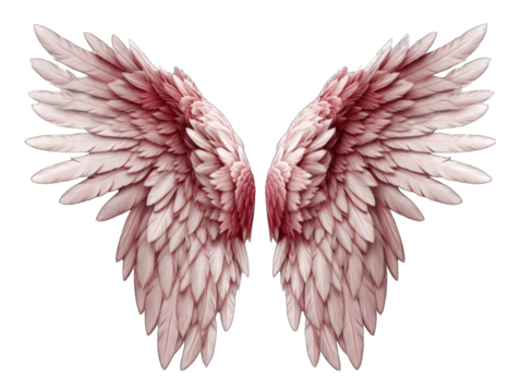 Cupid's Feathery Wings Isolated on Transparent or White Background, PNG
