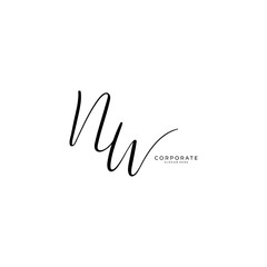 NW handwritten logo template. Initial signature vector