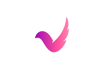 letter v and wings simple logo template - obrazy, fototapety, plakaty