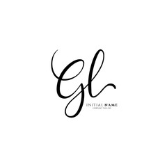 GL initial signature logo. Handwritten monogram vector