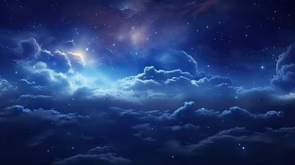 Poster space night sky with cloud and star, abstract background, beautiful starry night sky with large clouds © Planetz