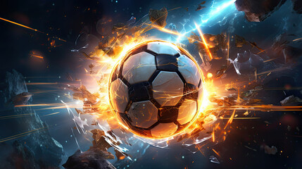 soccer ball with fire, soccer ball in action