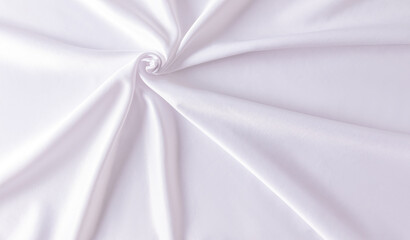 White wedding abstract satin background. Folds of fabric in a spiral pattern. Design, layout,...