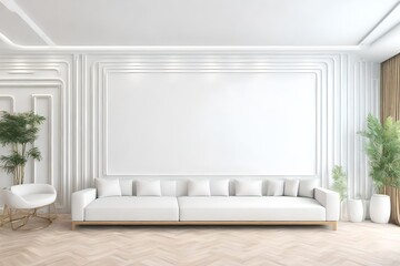 3d render of a living room with white sofa