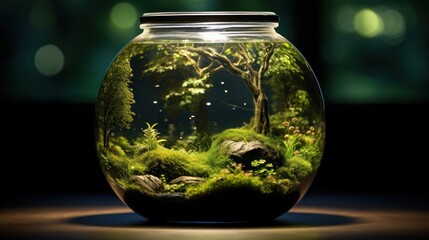 Glass jar captures a tiny, enchanted forest world