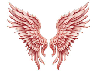 Cupid's Feathery Wings Isolated on Transparent or White Background, PNG