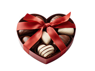 Chocolate Heart Box Isolated on Transparent or White Background, PNG