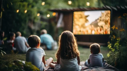 Fotobehang Enjoying outdoor films on a joyful summer night © Putra